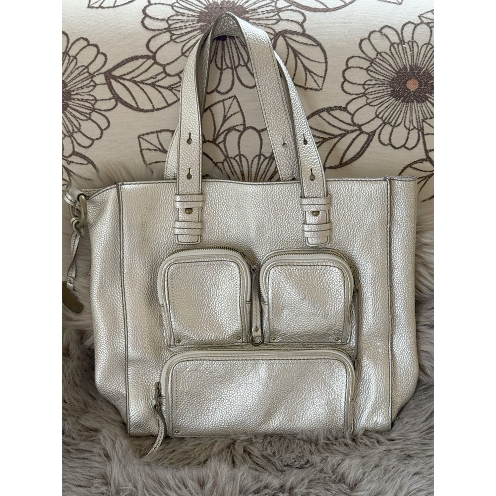 Vintage J.Crew Leather Tote in Pale Gold